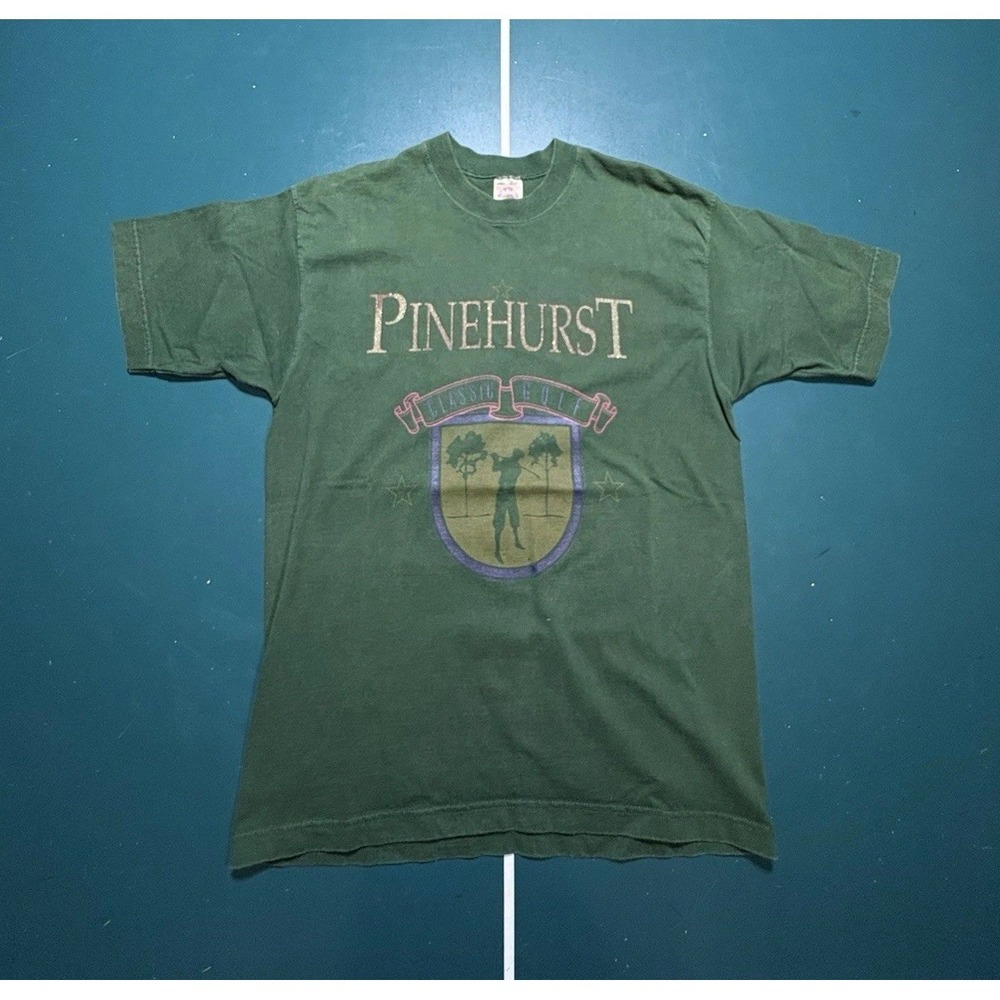 Vintage 90s Pinehurst Golf Club T Shirt Men's Large Green Classic Golf USA Made